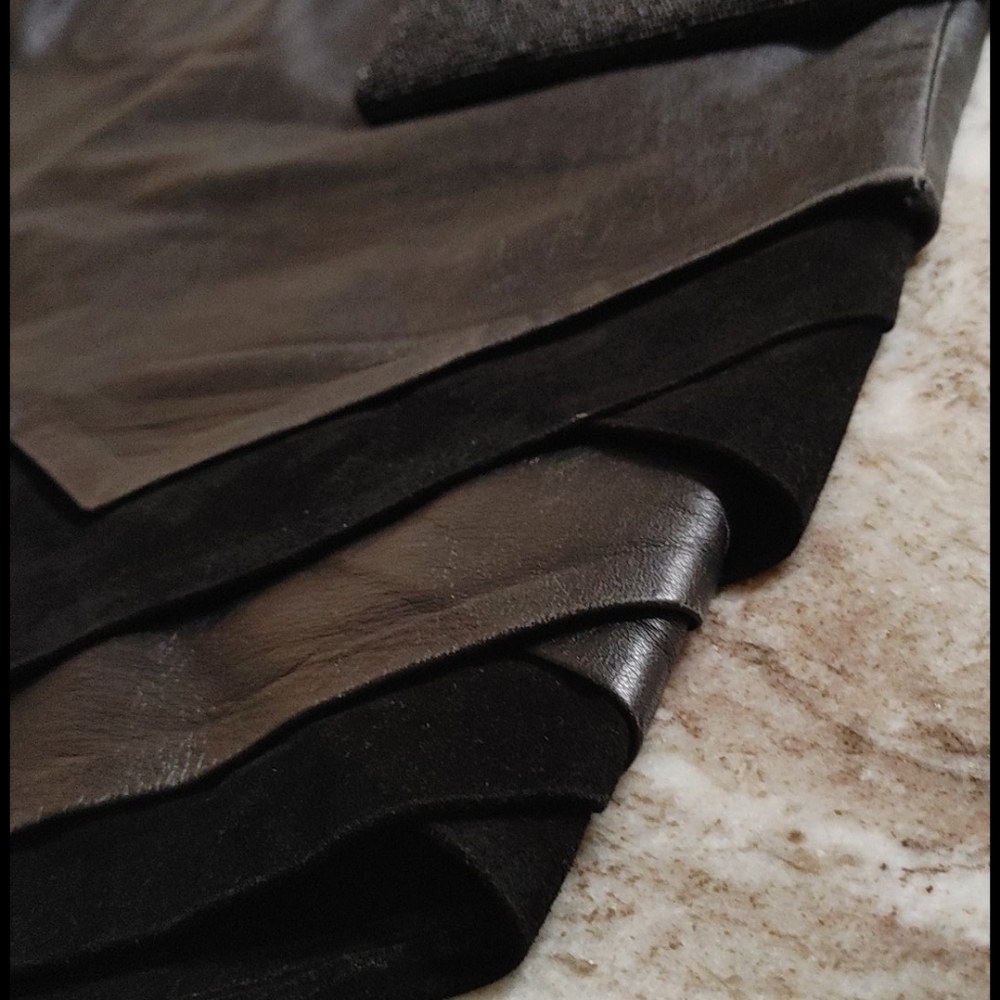 Vintage Designer Layered Leather Black Lambskin Skirt - Picture 11 of 15